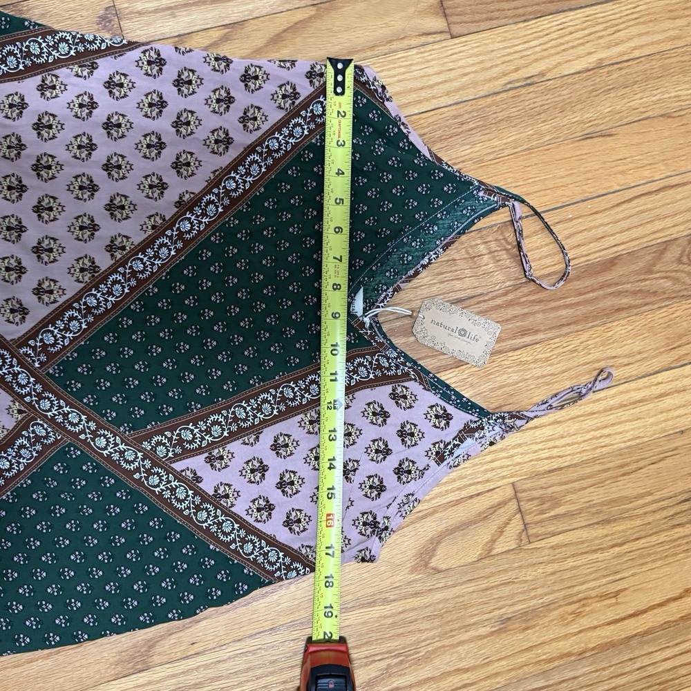 Natural Life NWT Gracie Green Pink Handkerchief Boho Maxi Dress Size Small - Picture 8 of 8